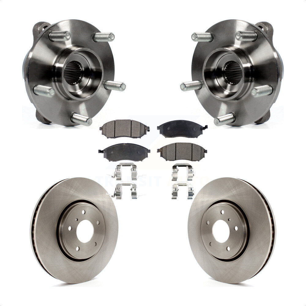 Front Hub Bearing Assembly Disc Brake Rotors And Pads Kit For INFINITI FX35 FX37 FX45 KBB-100714