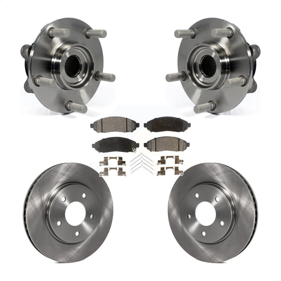Front Hub Bearing Assembly With Disc Brake Rotors And Ceramic Pads Kit For 2011-2012 Nissan LEAF KBB-100720