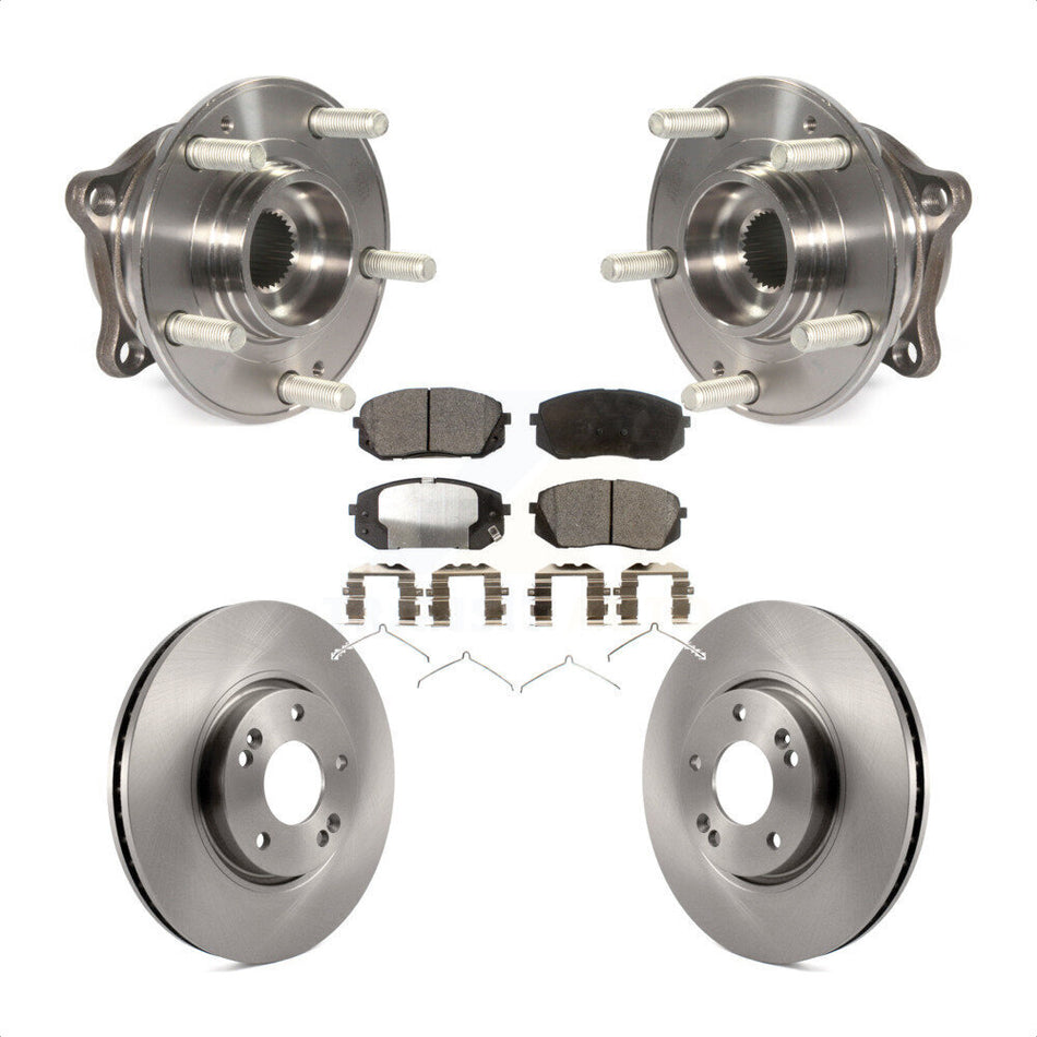 Front Hub Bearing Assembly With Disc Brake Rotors And Ceramic Pads Kit For 2016 Hyundai Sonata FULL HYBRID EV-GAS (FHEV) engine KBB-100753