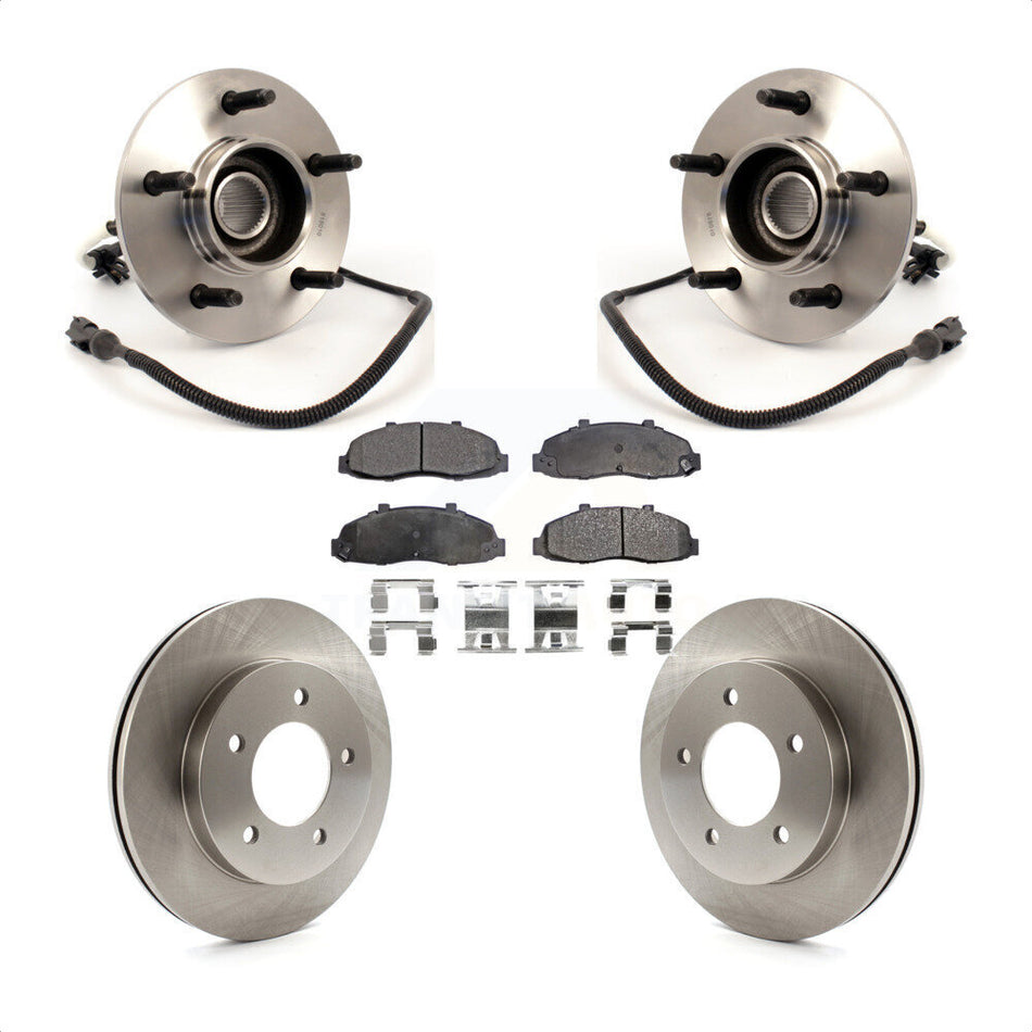 Front Hub Bearing Assembly With Disc Brake Rotors And Ceramic Pads Kit For Ford F-150 4WD with 4-Wheel ABS KBB-100772