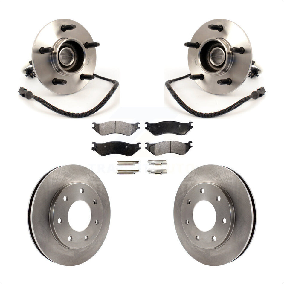 Front Hub Bearing Assembly With Disc Brake Rotors And Ceramic Pads Kit For 1999 Ford F-150 4WD with 4-Wheel ABS 7 Lug Wheels KBB-100773