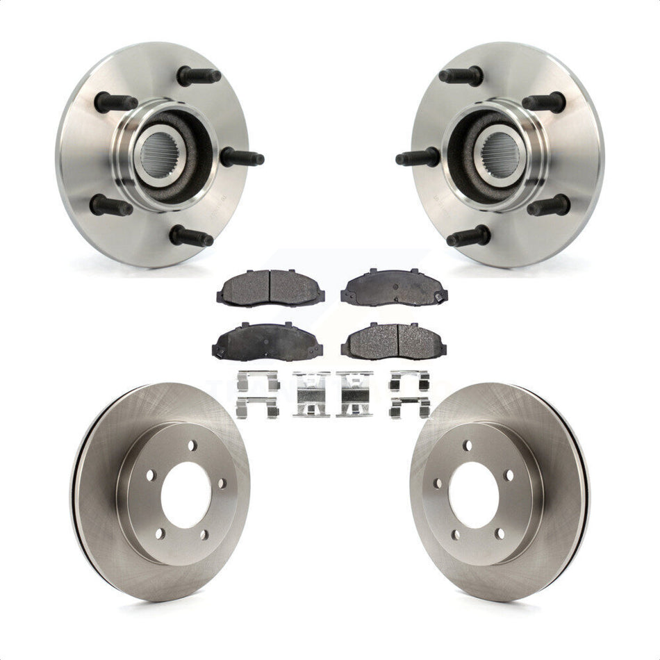 Front Hub Bearing Assembly With Disc Brake Rotors And Ceramic Pads Kit For Ford F-150 4WD with 2-Wheel ABS KBB-100776