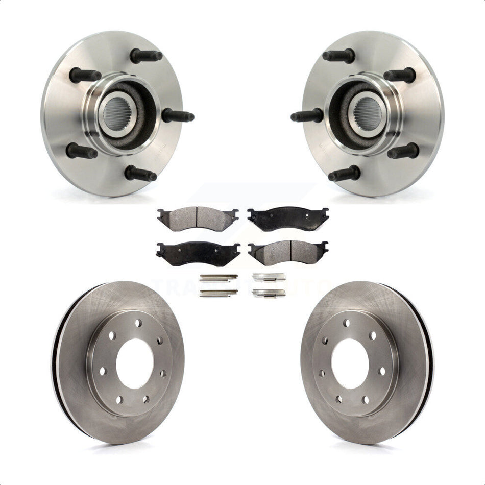Front Hub Bearing Assembly With Disc Brake Rotors And Ceramic Pads Kit For 1999 Ford F-150 4WD with 2-Wheel ABS 7 Lug Wheels KBB-100777