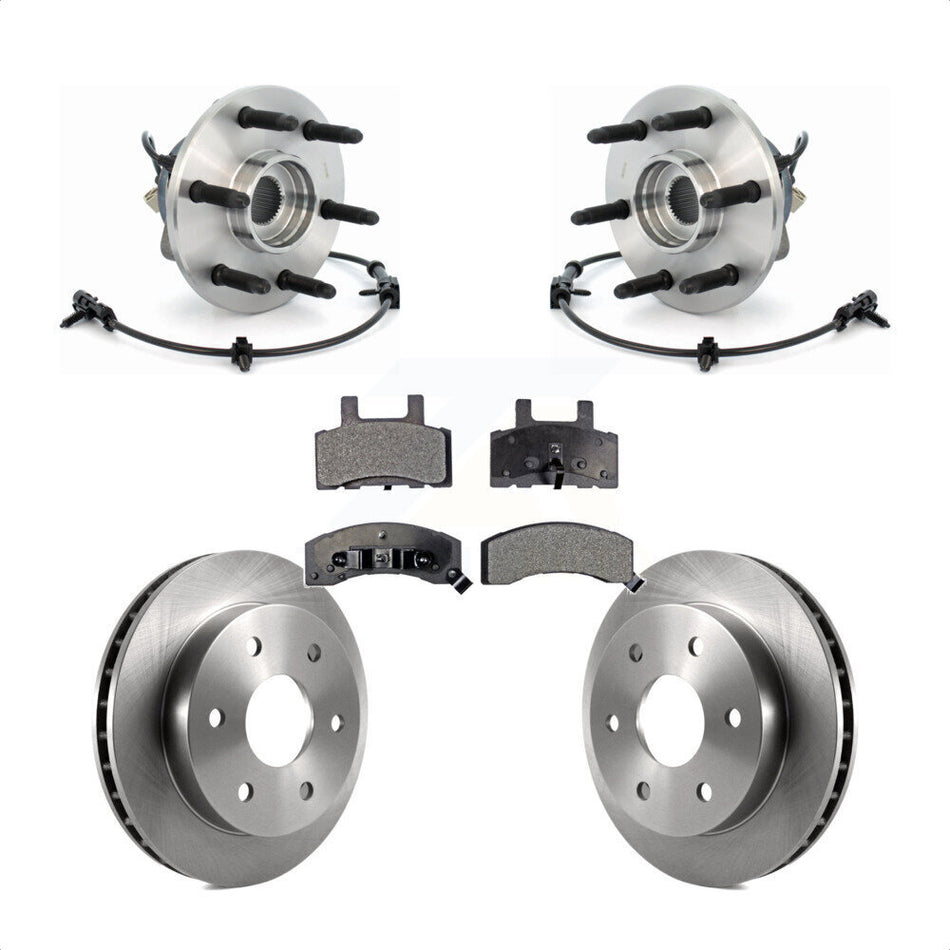 Front Hub Bearing Assembly With Disc Brake Rotors And Ceramic Pads Kit For 2000 Chevrolet Tahoe Base LT LS with 4WD Rear Drum Brakes Police Package KBB-100800