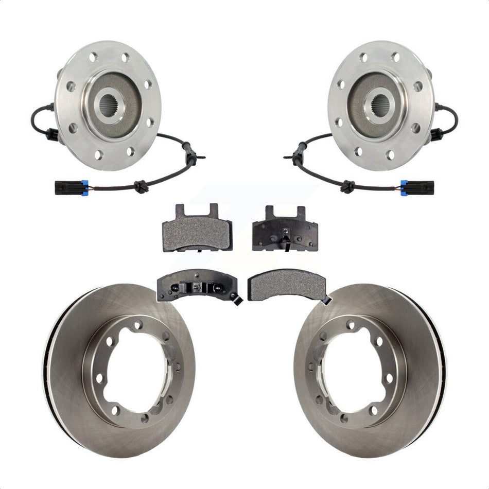 Front Hub Bearing Assembly With Disc Brake Rotors And Ceramic Pads Kit For K3500 Chevrolet GMC Dual Rear Wheels KBB-100804