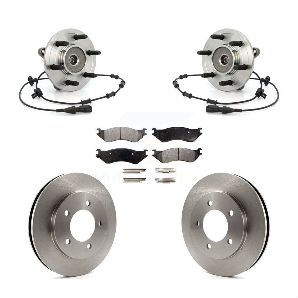 Front Hub Bearing Assembly With Disc Brake Rotors And Ceramic Pads Kit For Ford Expedition Lincoln Navigator 4WD with Coil front springs KBB-100809