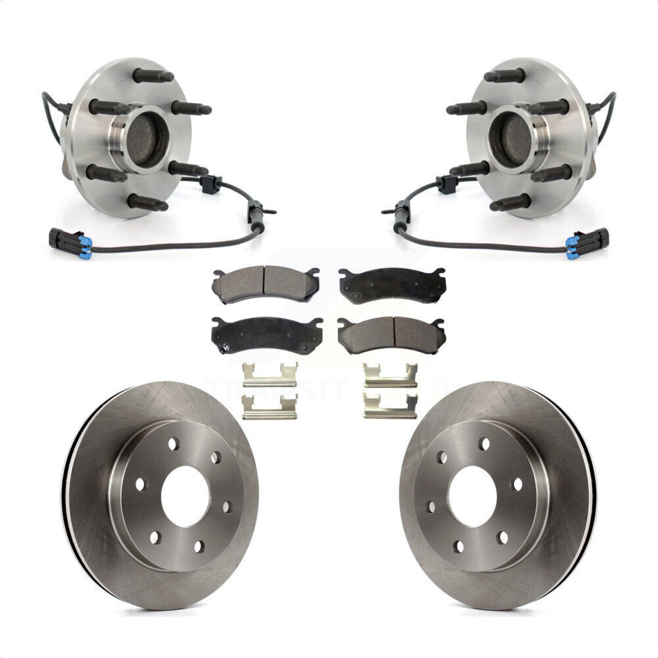 Front Hub Bearing Assembly With Disc Brake Rotors And Ceramic Pads Kit For 2003-2005 Chevrolet Astro GMC Safari RWD KBB-100811