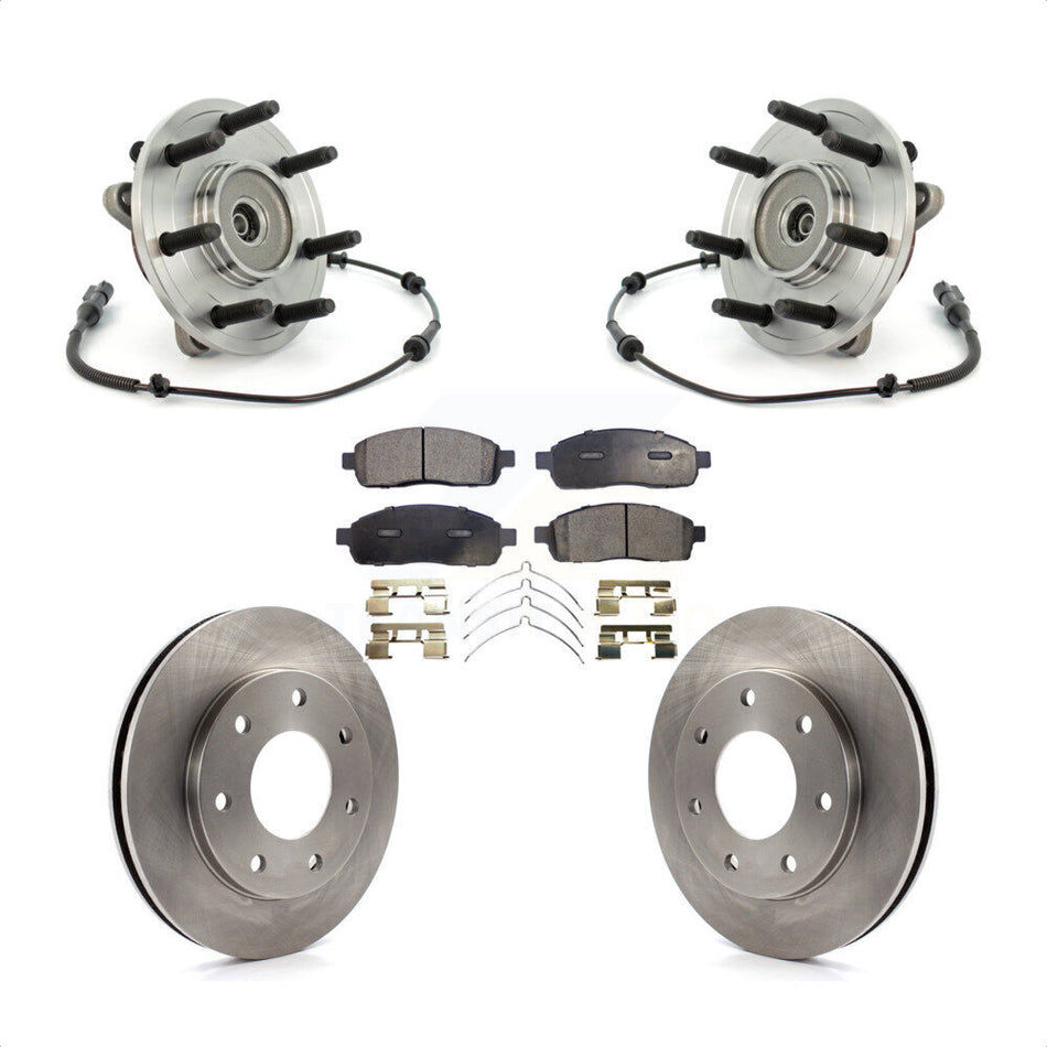 Front Hub Bearing Assembly With Disc Brake Rotors And Ceramic Pads Kit For 2004 Ford F-150 4WD 7 Lug Wheels 11th Digit Of Vin Is C KBB-100813