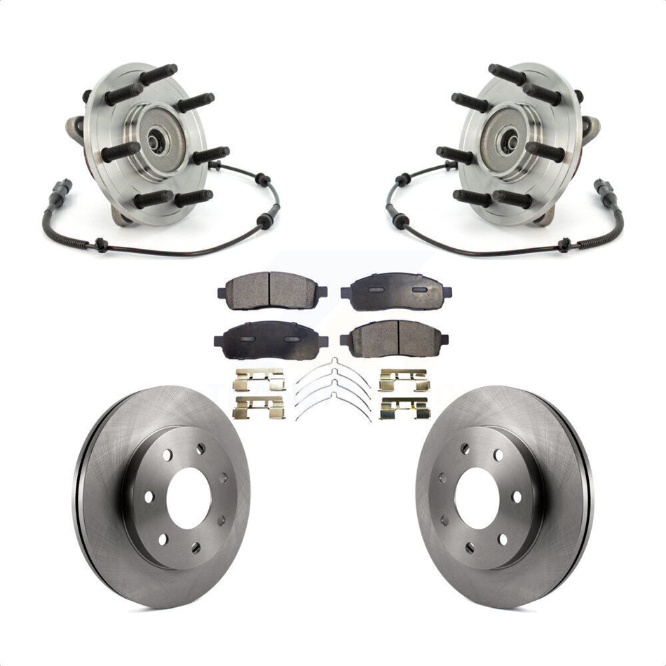 Front Hub Bearing Assembly With Disc Brake Rotors And Ceramic Pads Kit For Ford F-150 4WD KBB-100814
