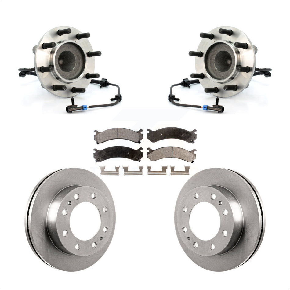 Front Hub Bearing Assembly With Disc Brake Rotors And Ceramic Pads Kit For Chevrolet Express 3500 GMC Savana 4500 KBB-100829