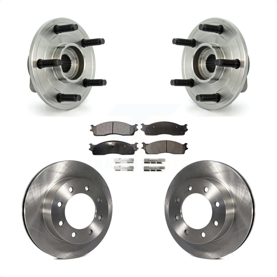 Front Hub Bearing Assembly With Disc Brake Rotors And Ceramic Pads Kit For 2007-2008 Dodge Ram 1500 Extended Crew Cab Pickup with 2-Wheel ABS 5 Lug Wheels KBB-100852