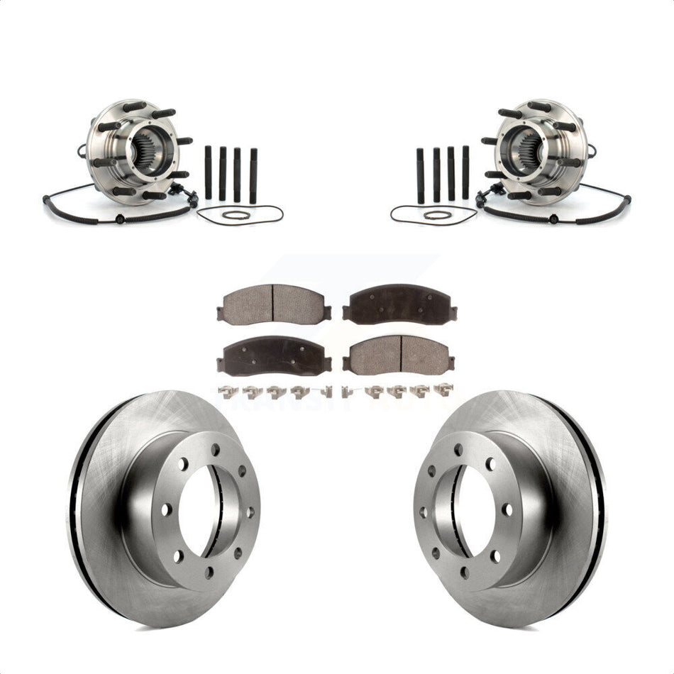 Front Hub Bearing Assembly With Disc Brake Rotors And Ceramic Pads Kit For 2010 Ford F-250 Super Duty 4WD Single Rear Wheels KBB-100860