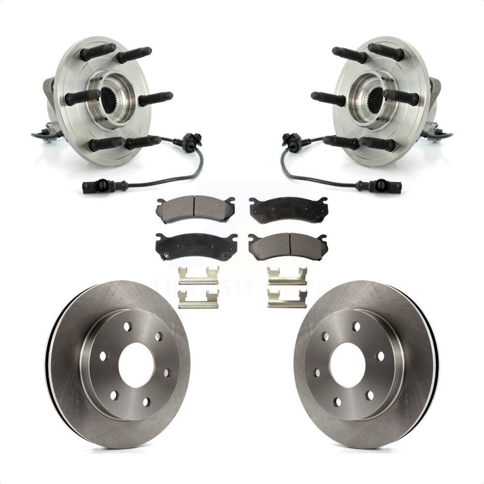 Front Hub Bearing Assembly With Disc Brake Rotors And Ceramic Pads Kit For 2007 Chevrolet Silverado 1500 LT LTZ with 4WD rear brakes KBB-100878