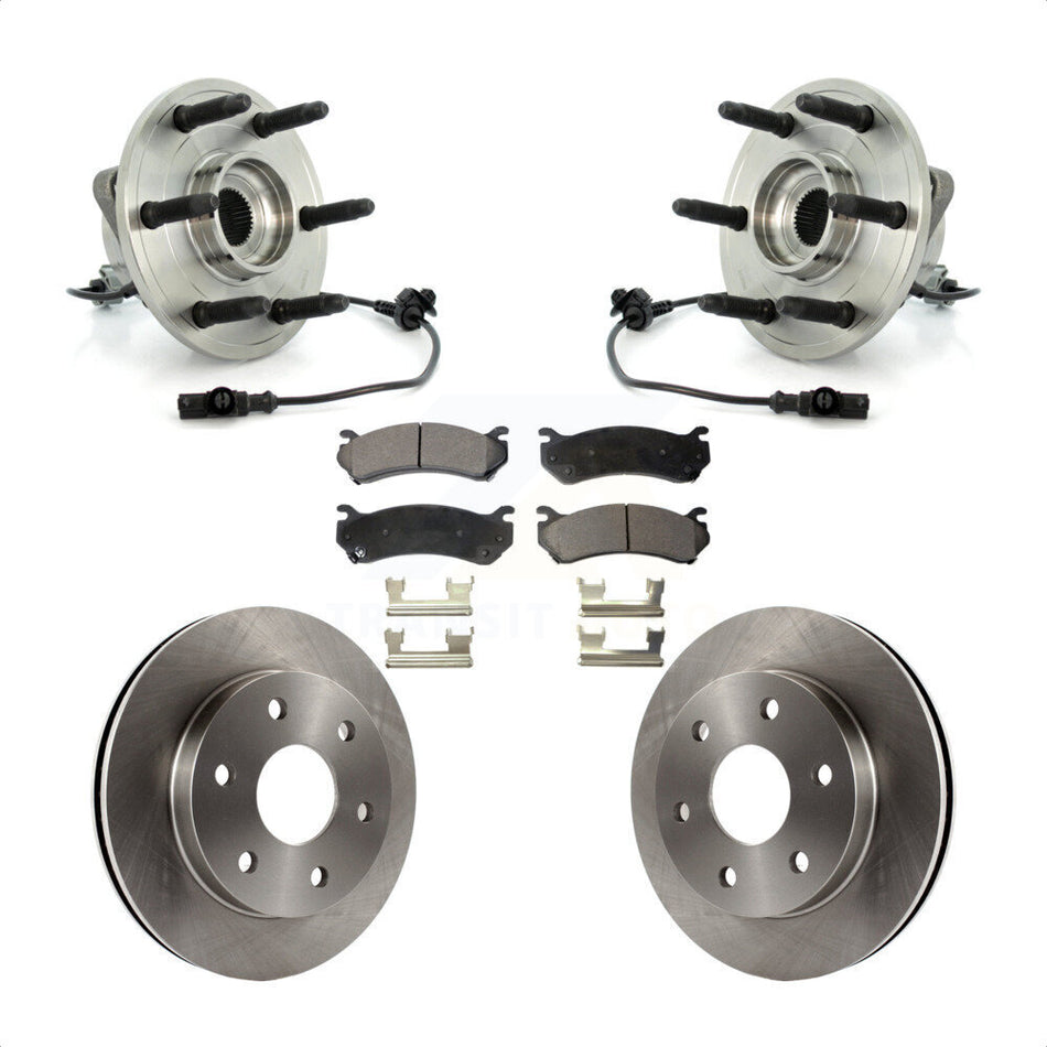 Front Hub Bearing Assembly With Disc Brake Rotors And Ceramic Pads Kit For 2007 Chevrolet Silverado 1500 LT LTZ with 4WD rear brakes KBB-100878