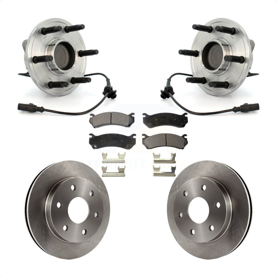 Front Hub Bearing Assembly With Disc Brake Rotors And Ceramic Pads Kit For 2007 Chevrolet Silverado 1500 LT LTZ with RWD rear brakes KBB-100883