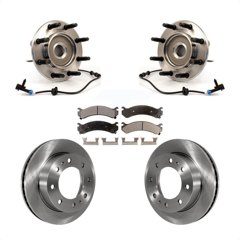Front Hub Bearing Assembly With Disc Brake Rotors And Ceramic Pads Kit For Chevrolet Silverado 2500 HD GMC Sierra Suburban Hummer H2 Yukon XL KBB-100887