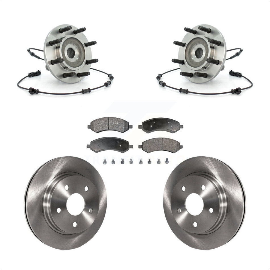 Front Hub Bearing Assembly With Disc Brake Rotors And Ceramic Pads Kit For 2007-2008 Dodge Ram 1500 Standard Cab Pickup Crew 8 Lug Wheels KBB-100888
