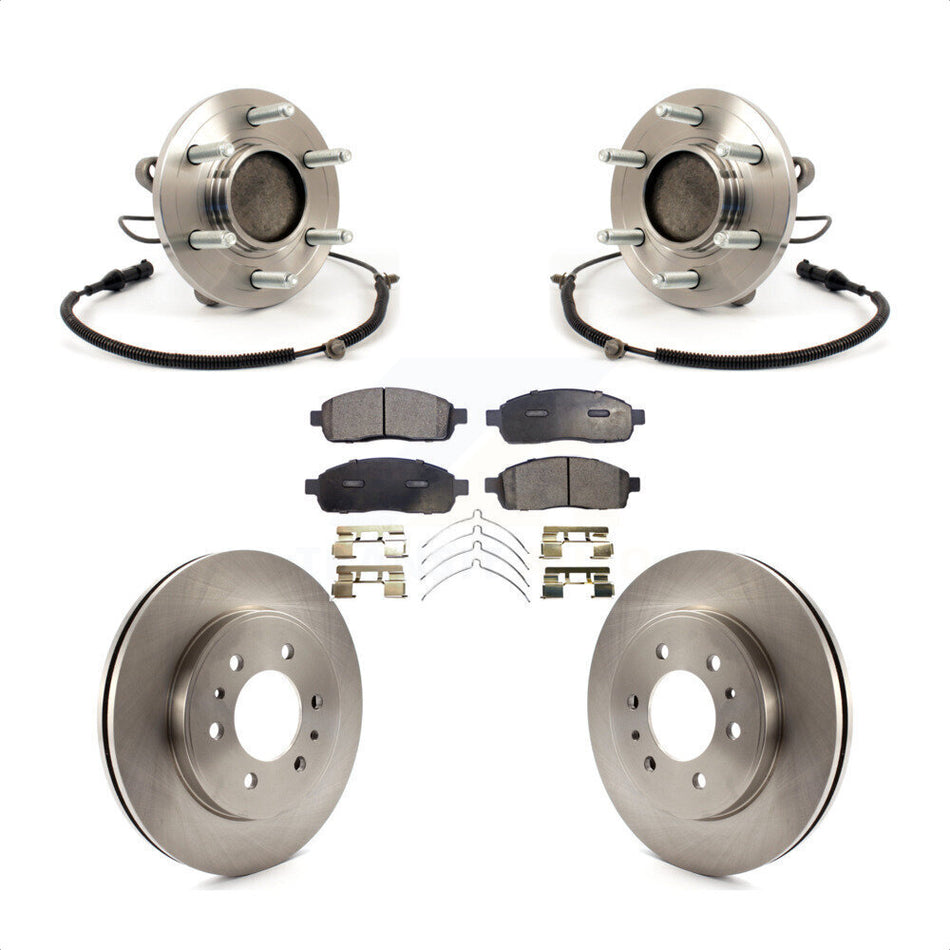 Front Hub Bearing Assembly With Disc Brake Rotors And Ceramic Pads Kit For 2009 Ford F-150 RWD 6 Lug Wheels Without Heavy Duty Payload Package KBB-100895