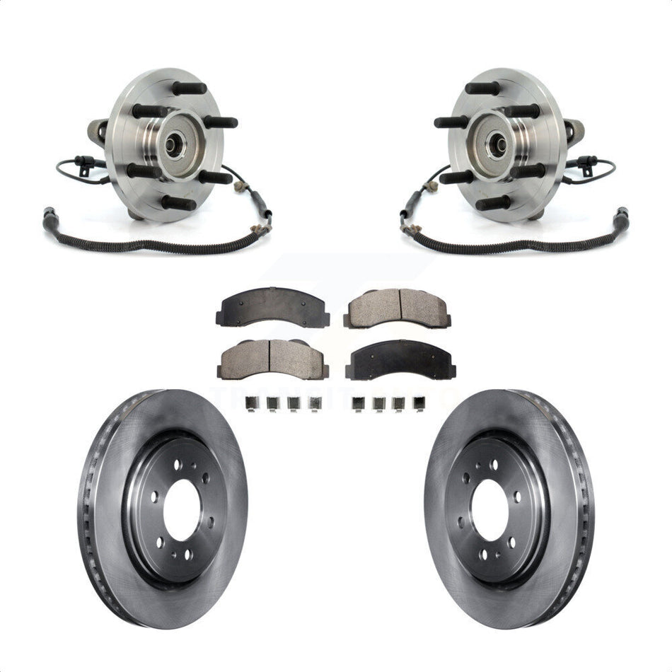 Front Hub Bearing Assembly Brake Rotor And Pad Kit For 2010 Ford F-150 FX4 Platinum STX XL XLT King Ranch Lariat with 4WD With 6 Lug Wheels Without Heavy Duty Payload Package KBB-100898