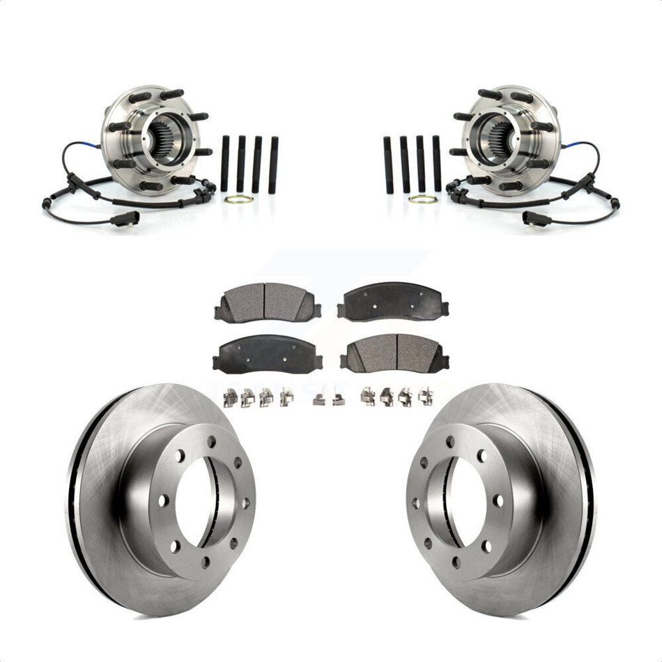Front Hub Bearing Assembly With Disc Brake Rotors And Ceramic Pads Kit For 2011-2011 Ford F-250 Super Duty F-350 Single Rear Wheels 4WD KBB-100907