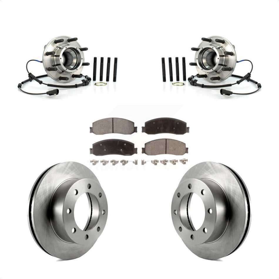 Front Hub Bearing Assembly With Disc Brake Rotors And Ceramic Pads Kit For 2012-2012 Ford F-250 Super Duty F-350 Single Rear Wheels 4WD KBB-100908