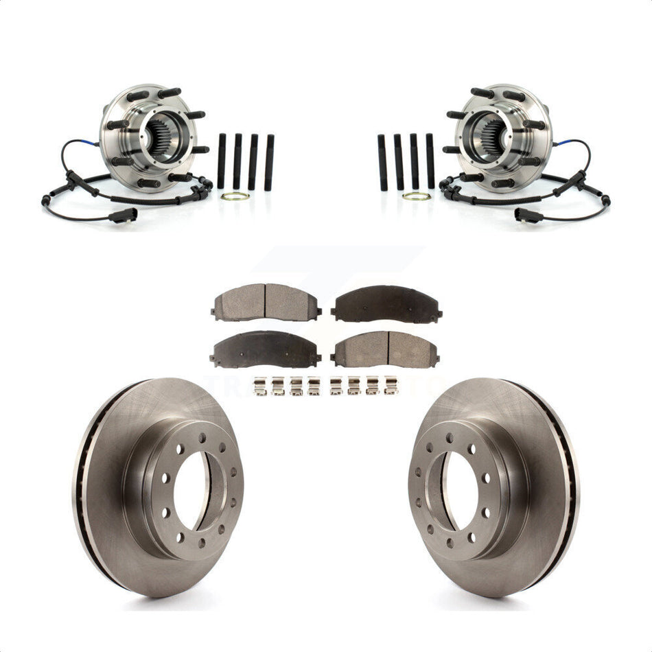 Front Hub Bearing Assembly With Disc Brake Rotors And Ceramic Pads Kit For 2013 Ford F-250 Super Duty 4WD Wide Frame Vehicle KBB-100909