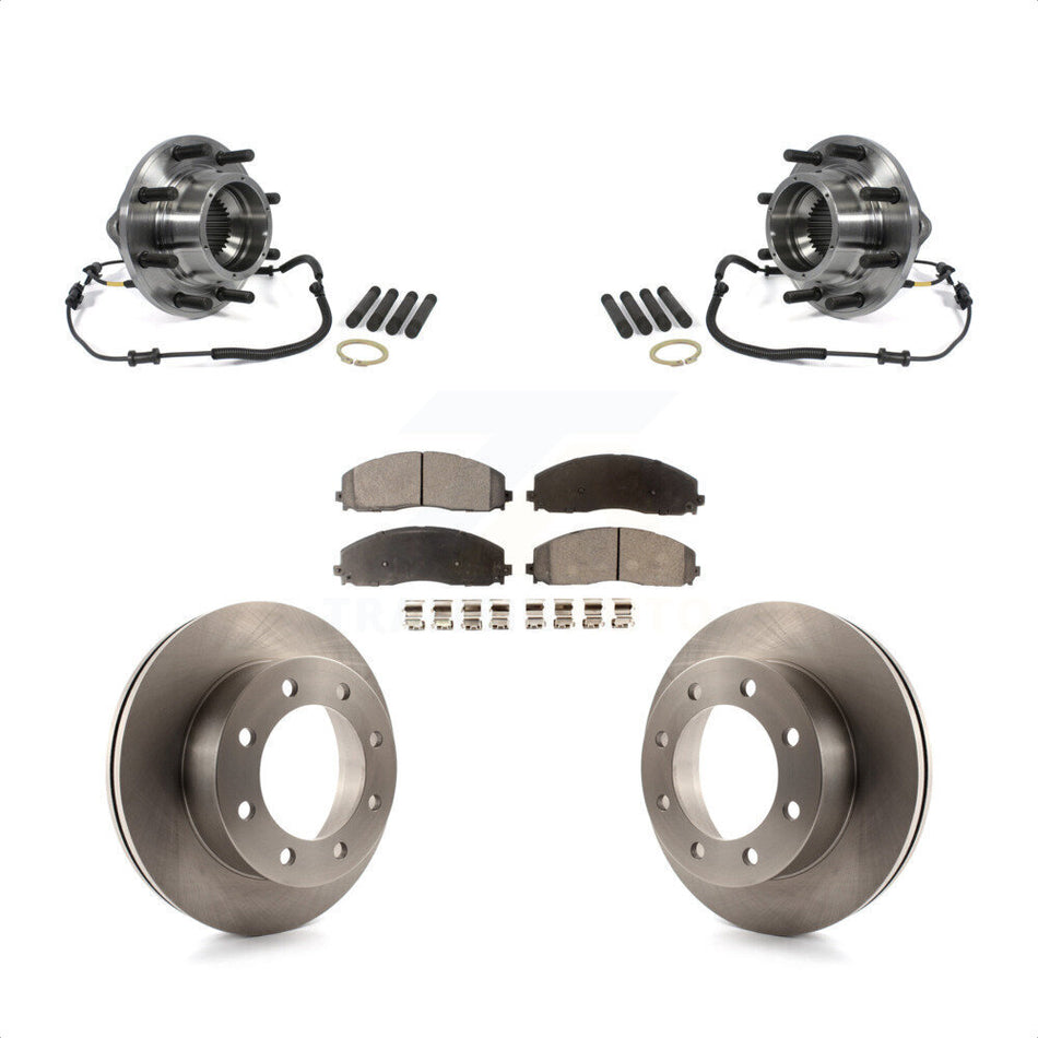 Front Hub Bearing Assembly With Disc Brake Rotors And Ceramic Pads Kit For 2013 Ford F-350 Super Duty 4WD Dual Rear Wheels KBB-100913