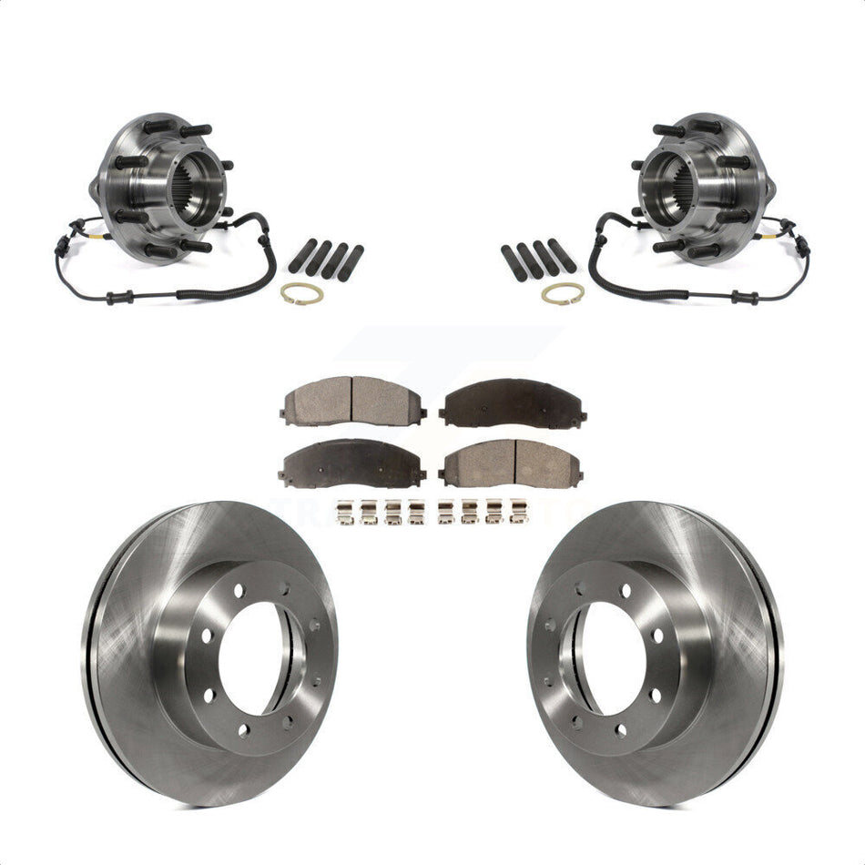 Front Hub Bearing Assembly With Disc Brake Rotors And Ceramic Pads Kit For 2014 Ford F-350 Super Duty 4WD Dual Rear Wheels KBB-100914
