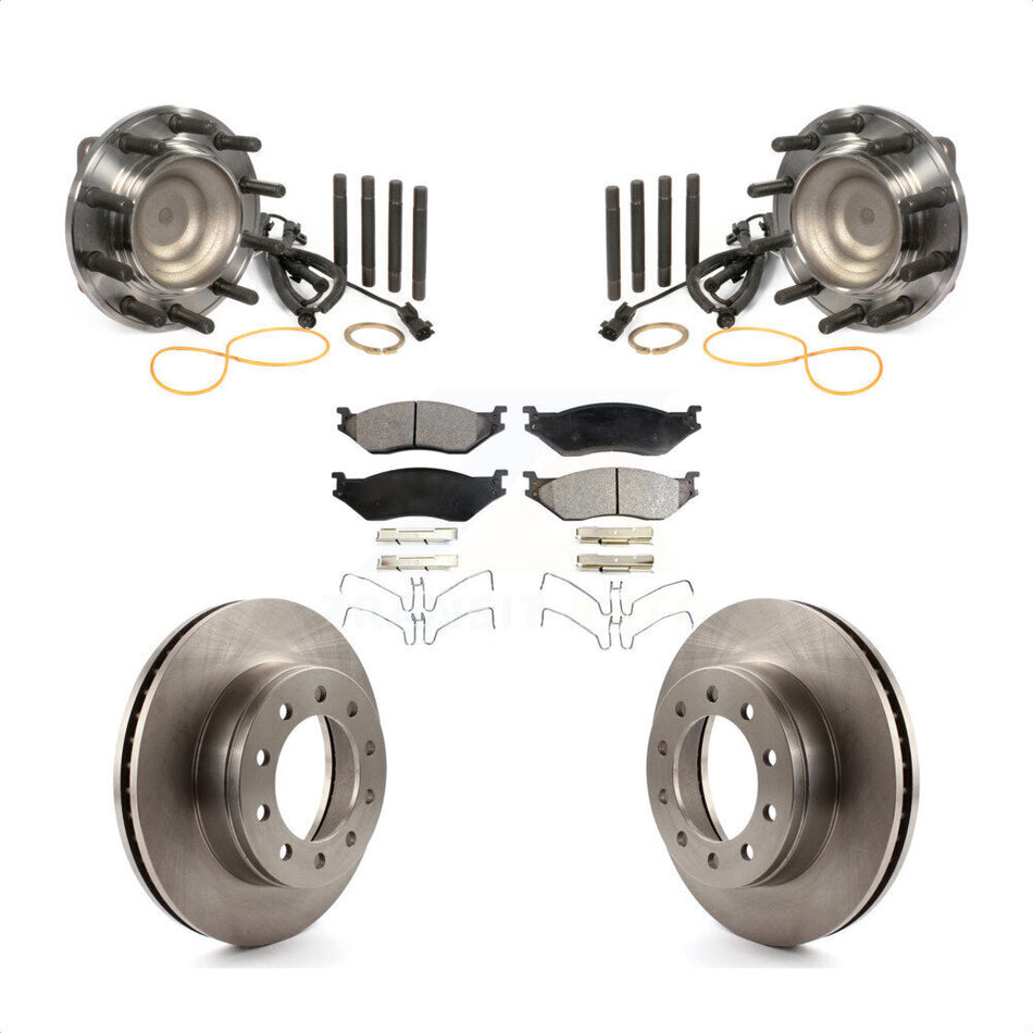 Front Hub Bearing Assembly With Disc Brake Rotors And Ceramic Pads Kit For 2011-2016 Ford F-450 Super Duty F-550 4 X 2 KBB-100915