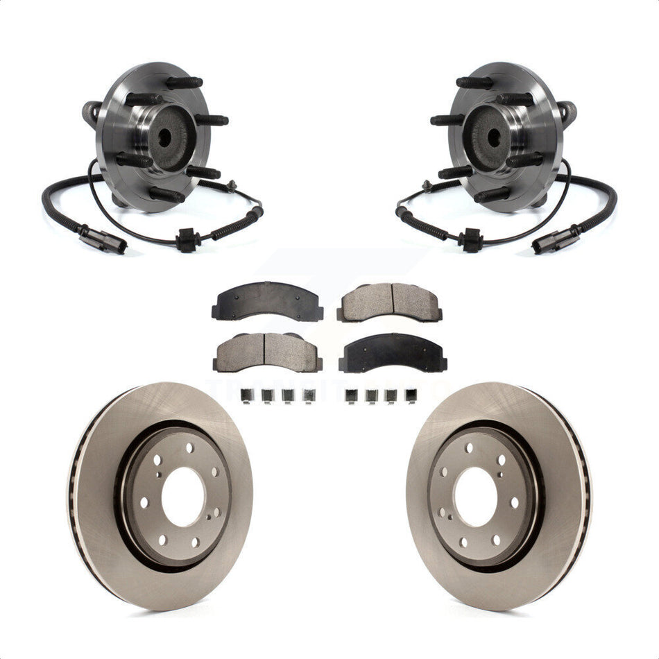 Front Hub Bearing Assembly With Disc Brake Rotors And Ceramic Pads Kit For 2011-2014 Ford F-150 RWD 7 Lug Wheels KBB-100920