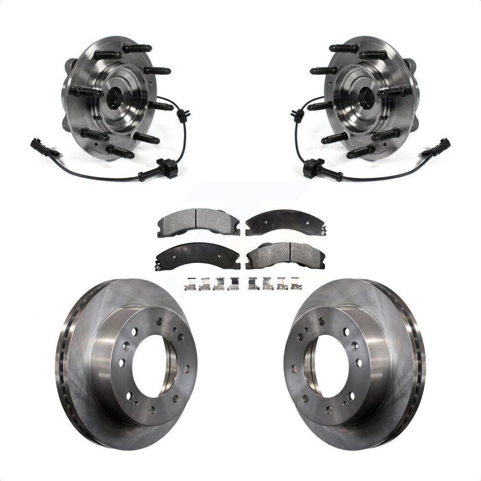 Front Hub Bearing Assembly With Disc Brake Rotors And Ceramic Pads Kit For Chevrolet Silverado 2500 HD GMC Sierra 3500 4WD KBB-100921