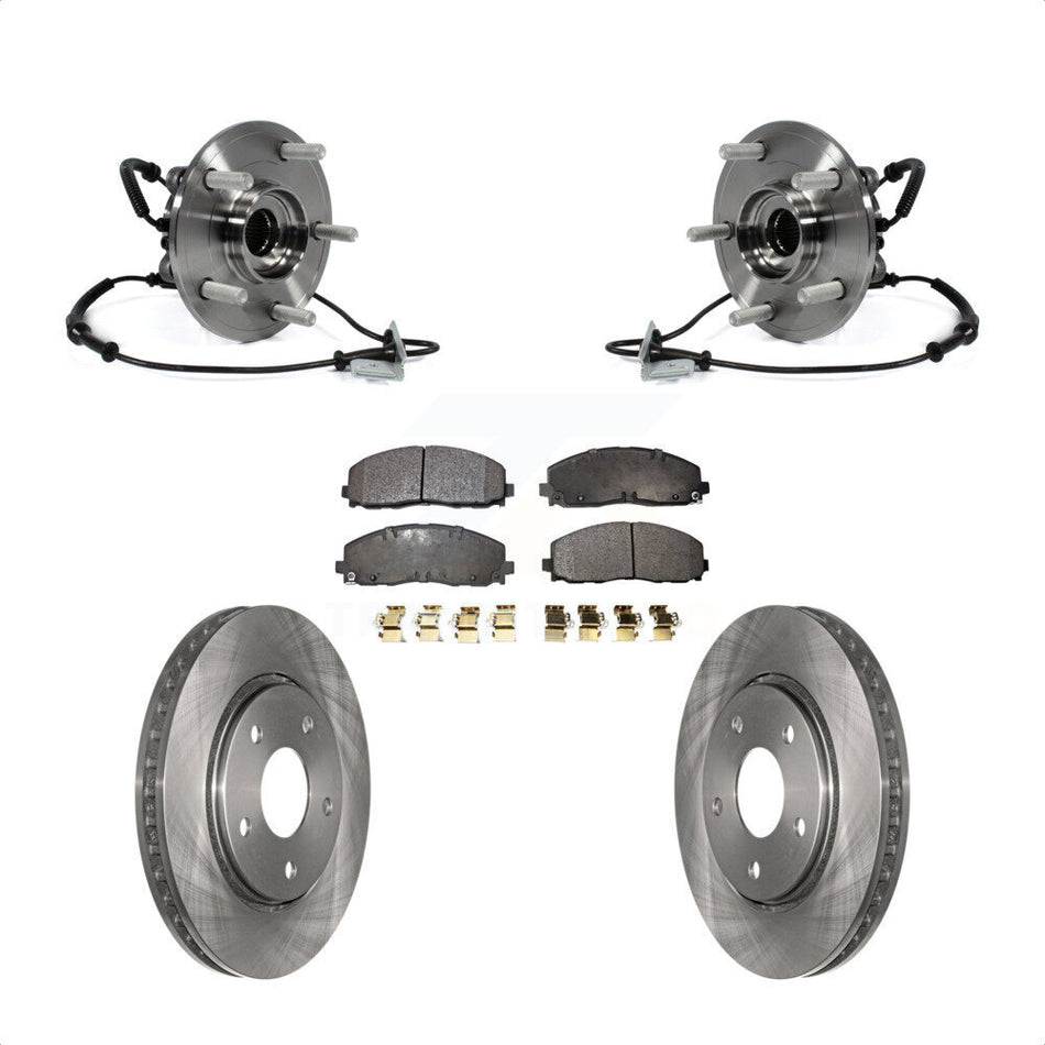 Front Hub Bearing Assembly With Disc Brake Rotors And Ceramic Pads Kit For 2017-2018 Dodge Grand Caravan Single Piston Caliper KBB-100924
