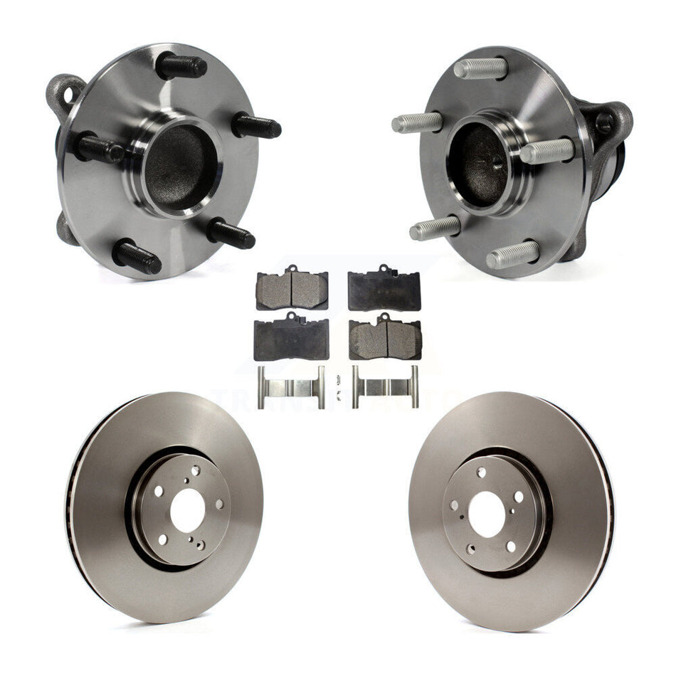 Front Hub Bearing Assembly With Disc Brake Rotors And Ceramic Pads Kit (5Pc) For Lexus IS350 GS350 GS430 GS450h GS460 KBB-100941