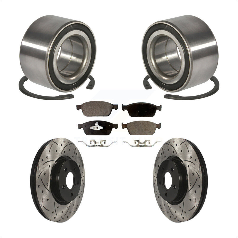 Front Wheel Bearing With Coated Drilled Slotted Disc Brake Rotors And Semi-Metallic Pads Kit For Ford Focus ST KBB-101049