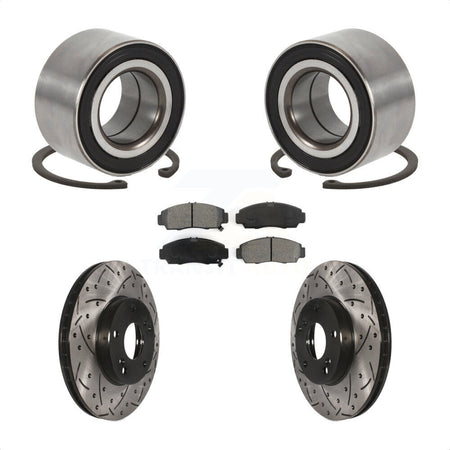 Front Wheel Bearing Coated Drilled Slotted Disc Brake Rotor And Pads Kit For Honda Accord KBB-101089