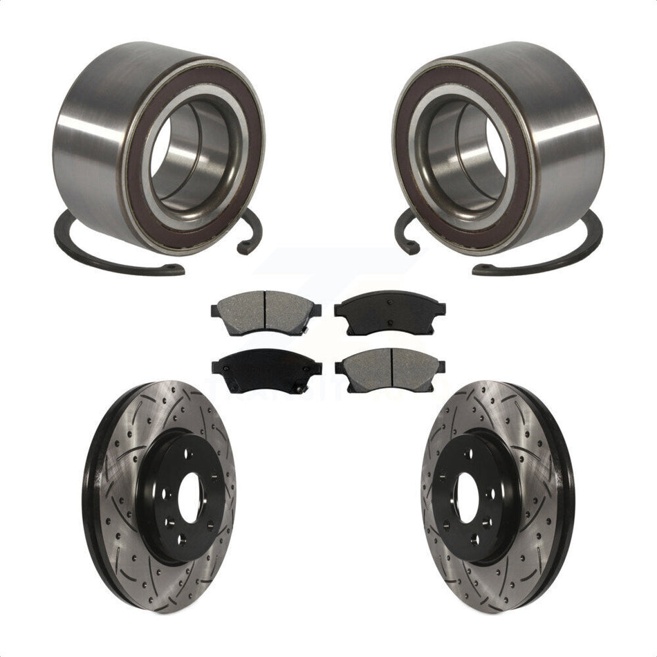Front Wheel Bearing With Coated Drilled Slotted Disc Brake Rotors And Semi-Metallic Pads Kit For Chevrolet Sonic KBB-101158