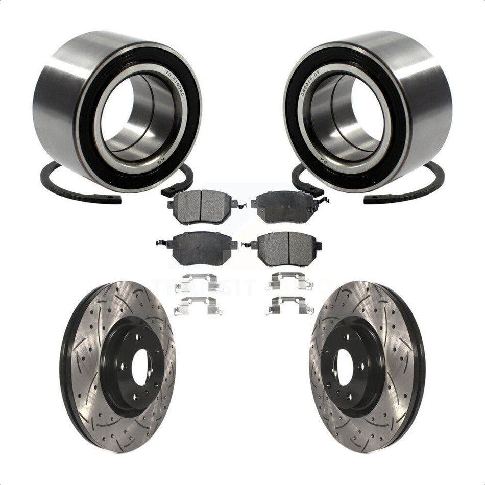 Front Wheel Bearing With Coated Drilled Slotted Disc Brake Rotors And Ceramic Pads Kit For Nissan Altima Maxima KBB-101167