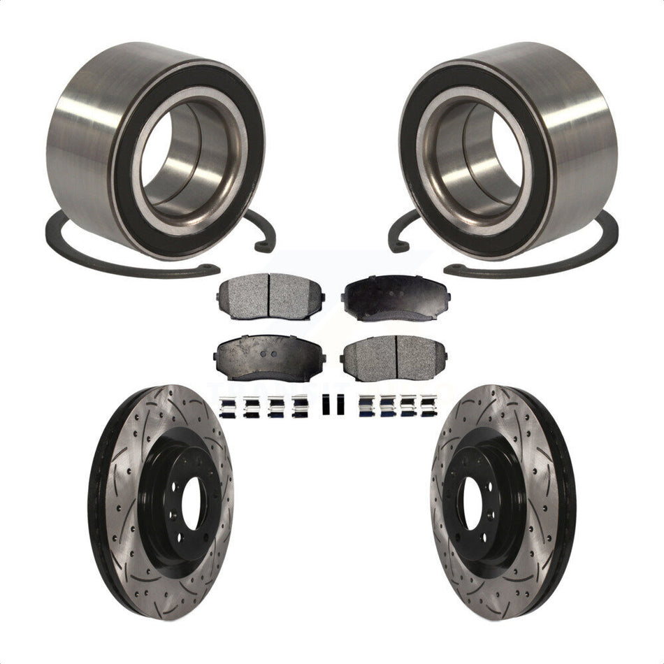 Front Wheel Bearing With Coated Drilled Slotted Disc Brake Rotors And Ceramic Pads Kit For Ford Edge Lincoln MKX Mazda CX-9 KBB-101173