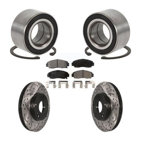 Front Wheel Bearing Coated Drilled Slotted Disc Brake Rotor And Pads Kit For Honda Accord KBB-101176