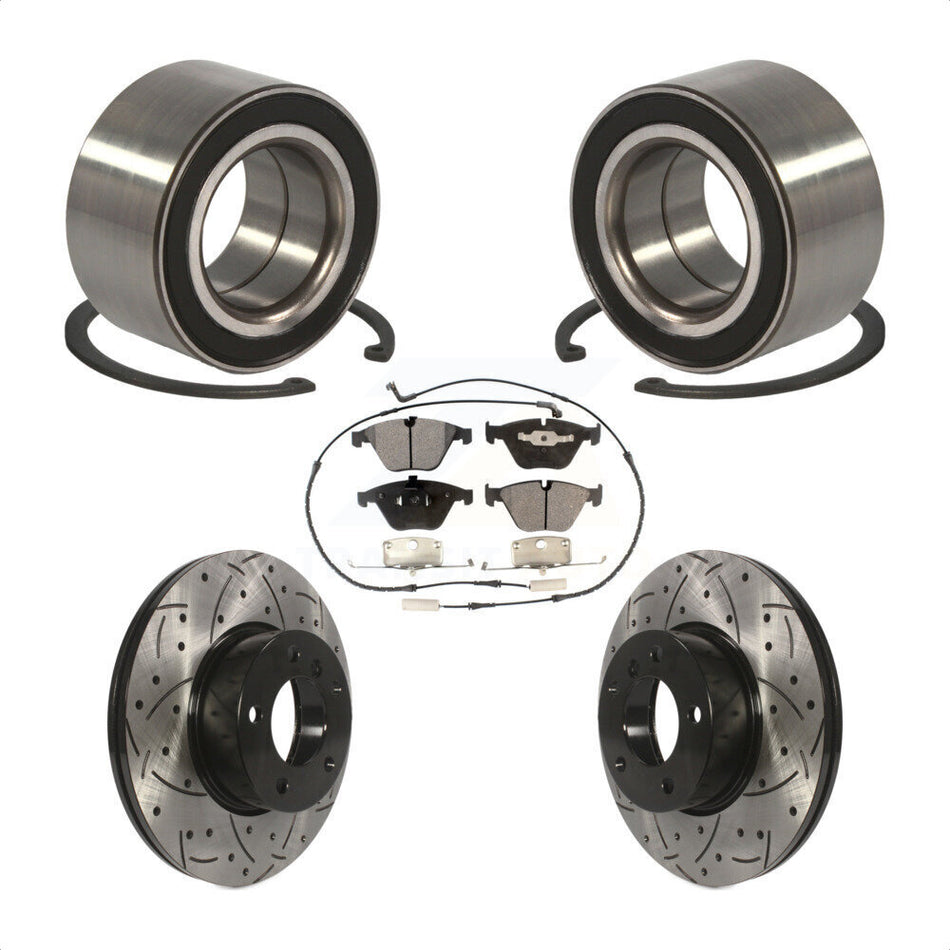 Front Wheel Bearing With Coated Drilled Slotted Disc Brake Rotors And Ceramic Pads Kit For BMW 328i xDrive 328xi KBB-101185
