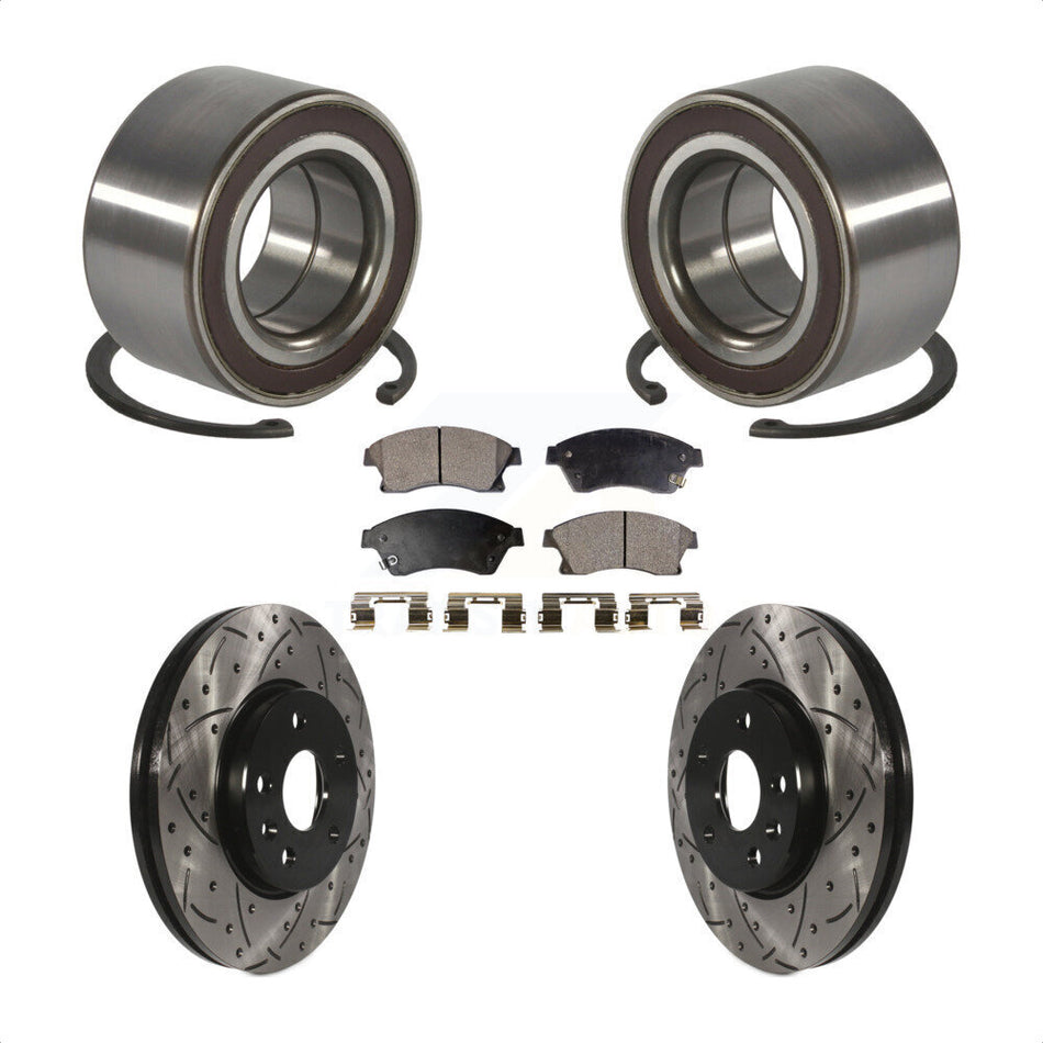 Front Wheel Bearing With Coated Drilled Slotted Disc Brake Rotors And Ceramic Pads Kit For Chevrolet Sonic KBB-101253