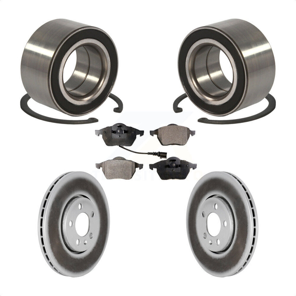 Front Wheel Bearing With Coated Disc Brake Rotors And Semi-Metallic Pads Kit For 1999 Volkswagen Golf 2.8L 72mm Outer Diameter KBB-101255