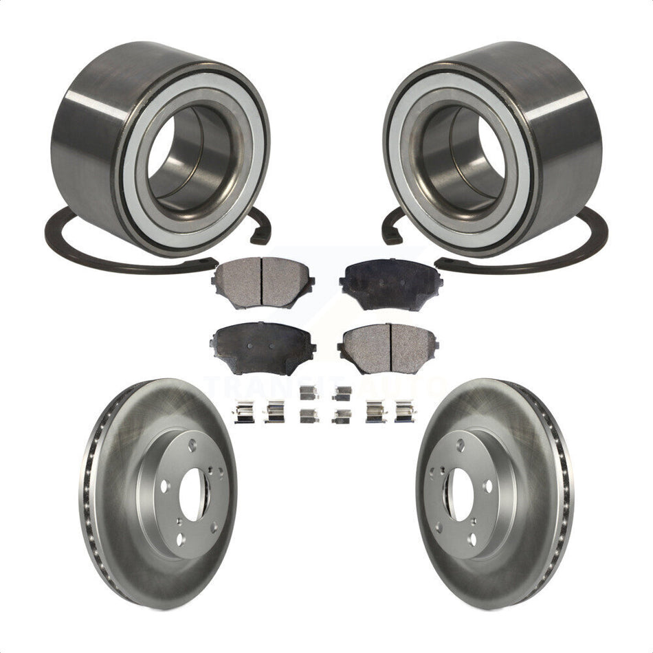 Front Wheel Bearing With Coated Disc Brake Rotors And Semi-Metallic Pads Kit For Toyota RAV4 KBB-101261