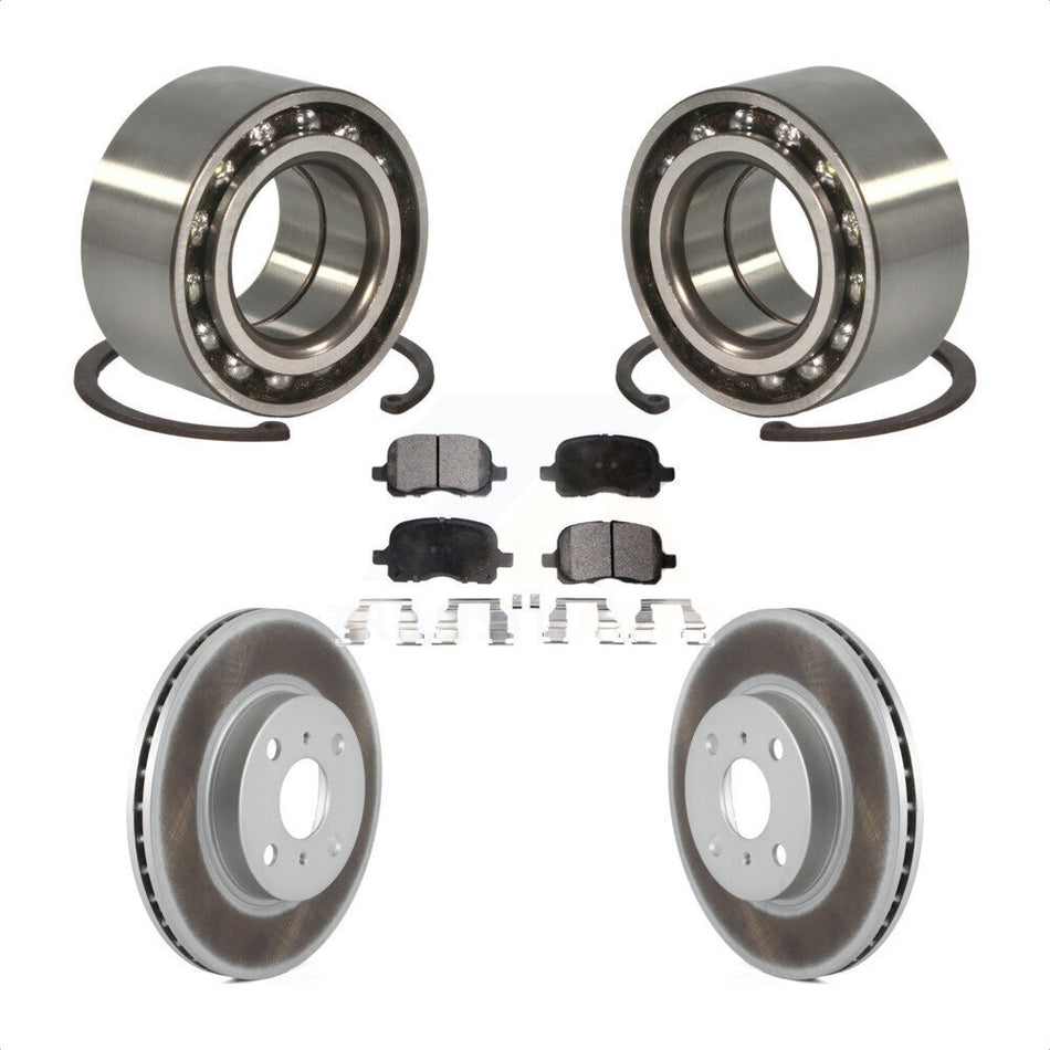 Front Wheel Bearing With Coated Disc Brake Rotors And Semi-Metallic Pads Kit For 1998-2002 Toyota Corolla Chevrolet Prizm KBB-101265