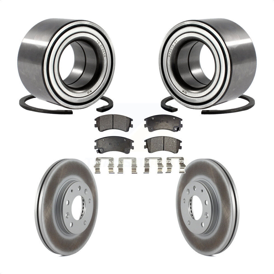 Front Wheel Bearing With Coated Disc Brake Rotors And Semi-Metallic Pads Kit For 2003-2005 Mazda 6 KBB-101269