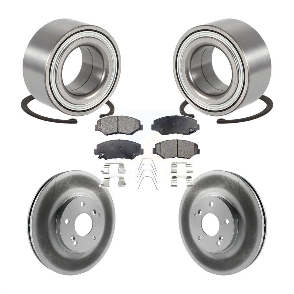 Front Wheel Bearing With Coated Disc Brake Rotors And Semi-Metallic Pads Kit For 2003-2004 Honda Pilot KBB-101272