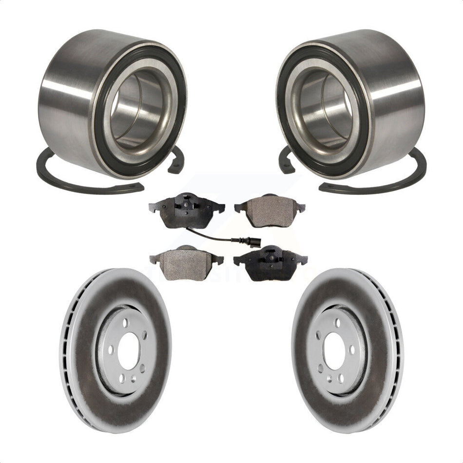 Front Wheel Bearing With Coated Disc Brake Rotors And Semi-Metallic Pads Kit For Volkswagen Jetta Beetle Golf KBB-101276