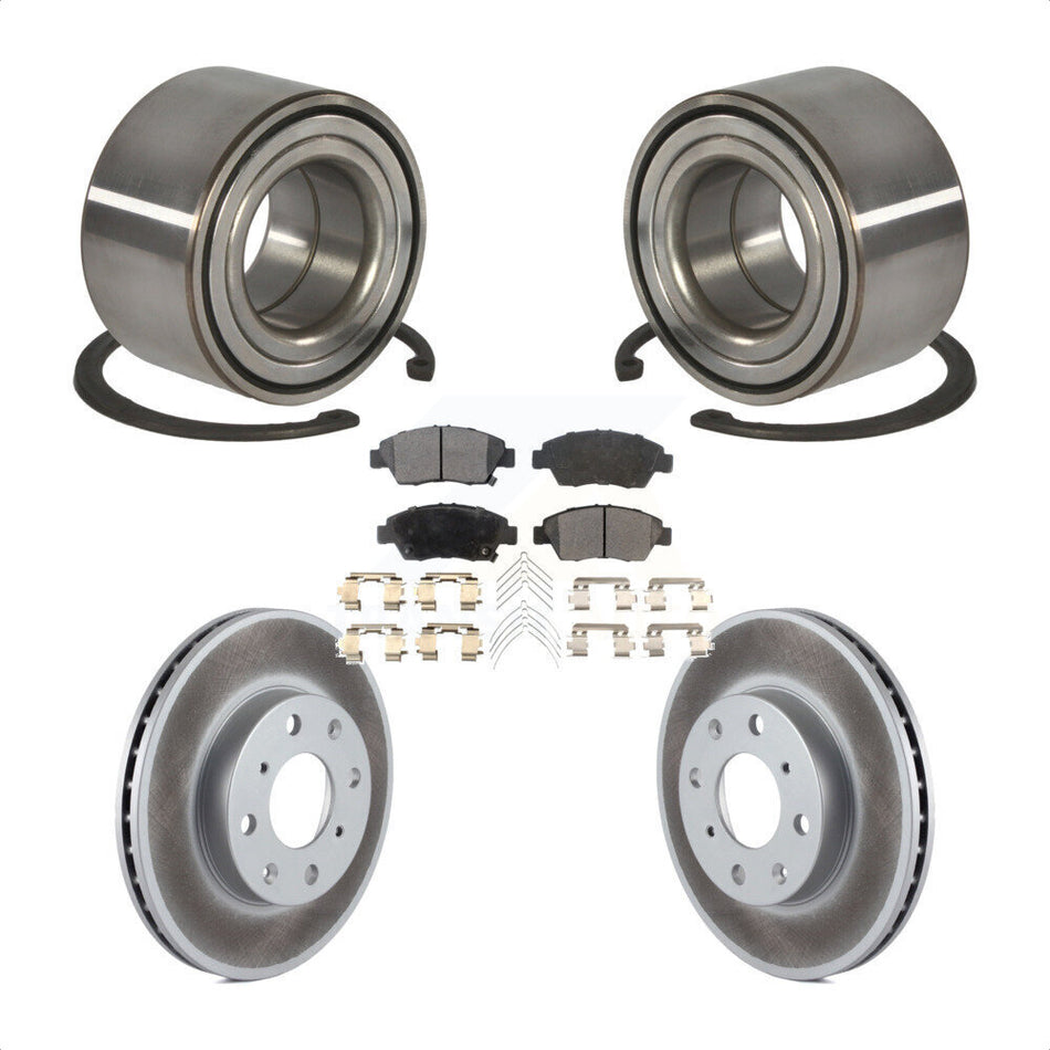 Front Wheel Bearing With Coated Disc Brake Rotors And Semi-Metallic Pads Kit For Honda Civic KBB-101283