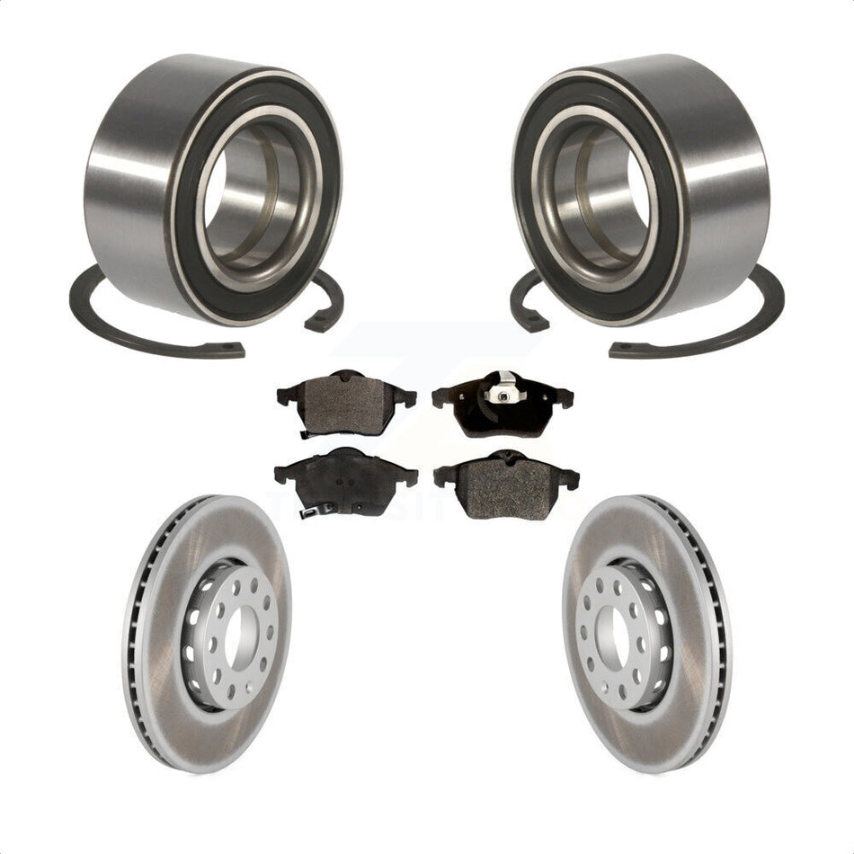 Front Wheel Bearing With Coated Disc Brake Rotors And Semi-Metallic Pads Kit For Volkswagen Passat Audi A4 KBB-101284