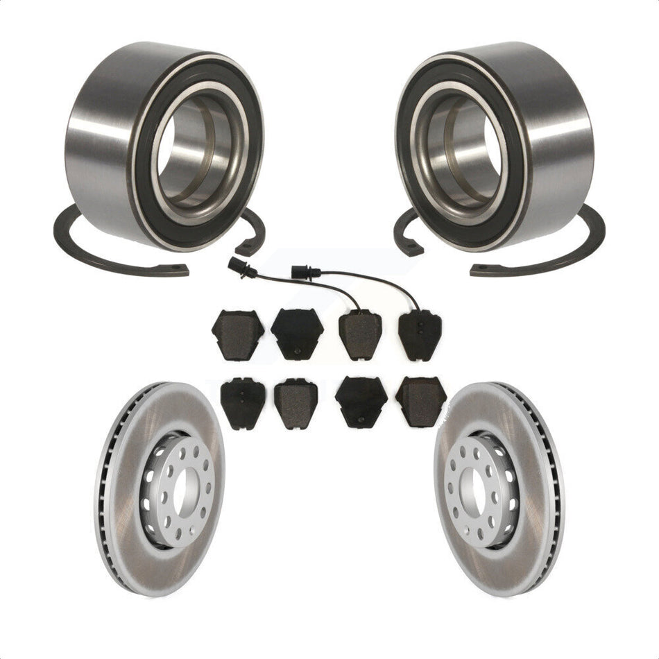 Front Wheel Bearing With Coated Disc Brake Rotors And Semi-Metallic Pads Kit For Volkswagen Passat KBB-101286